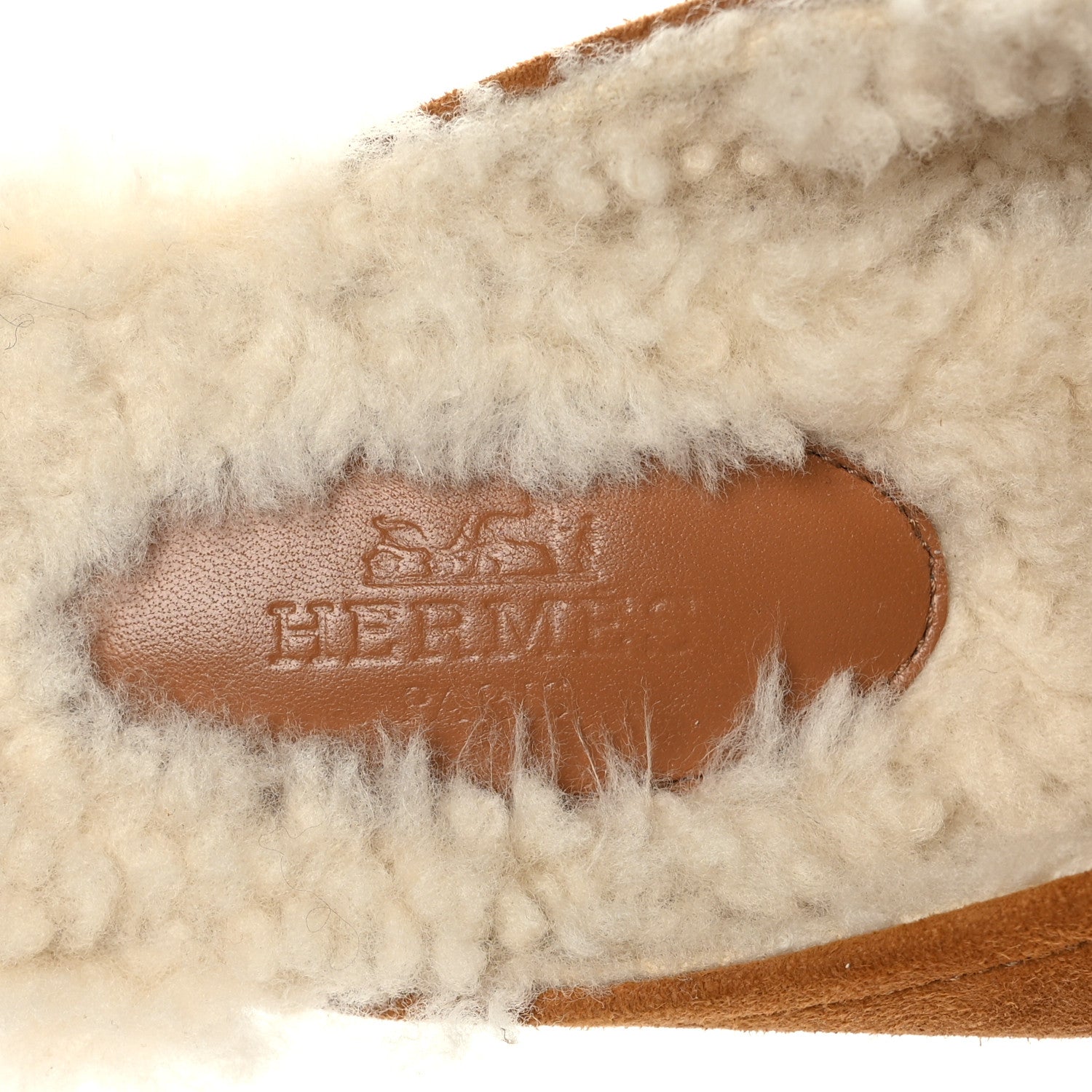 Hermes Suede Goatskin Woolskin Flore 60 Mules 39 Brun Amourette Ecru 6 of 9