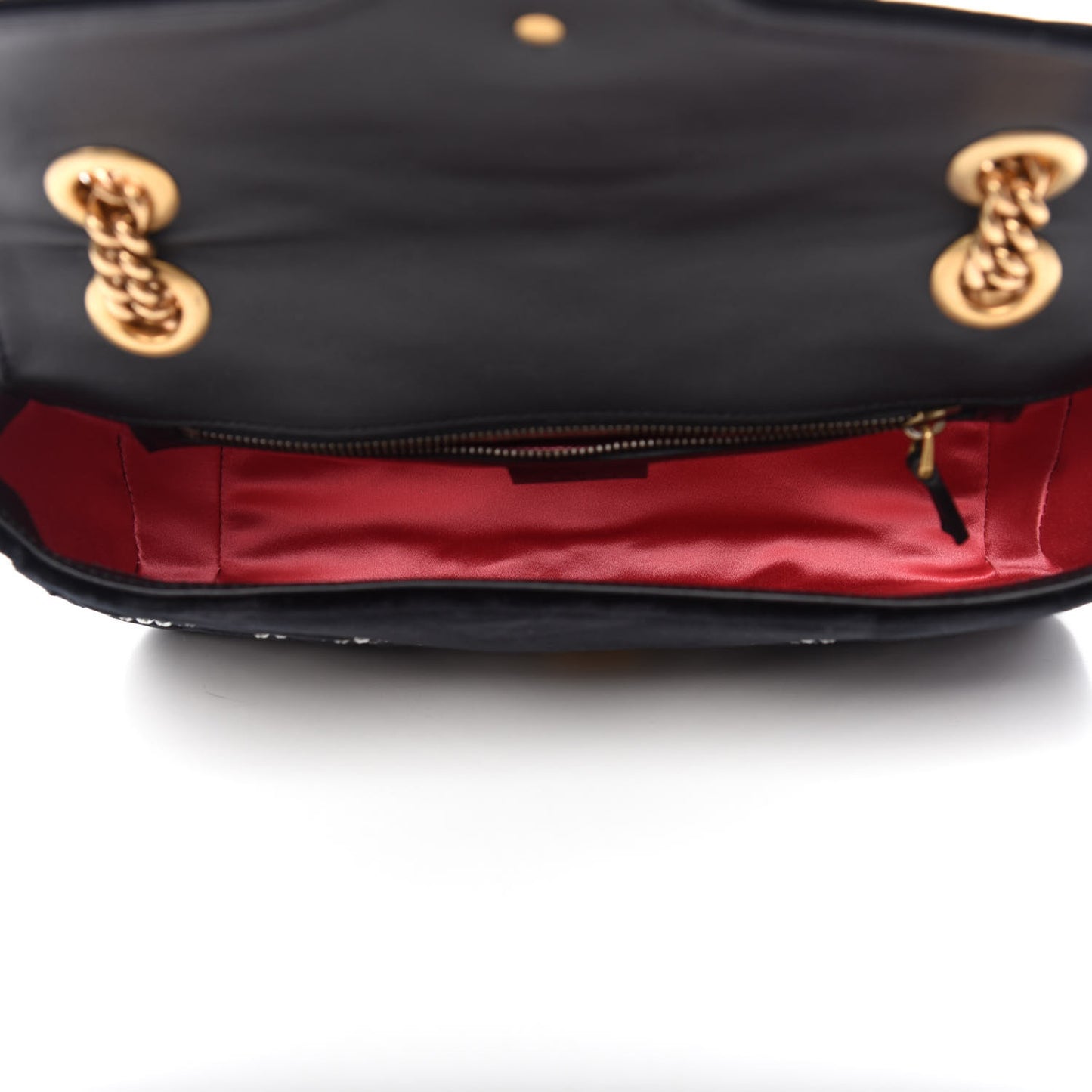 Velvet Matelasse Marquise Crystals Embroidered Small GG Marmont Shoulder Bag Black