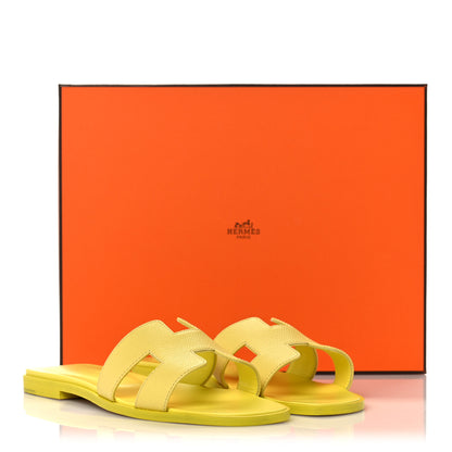 Hermes Epsom Oran Sandals 37 Jaune Curcuma 10 of 10