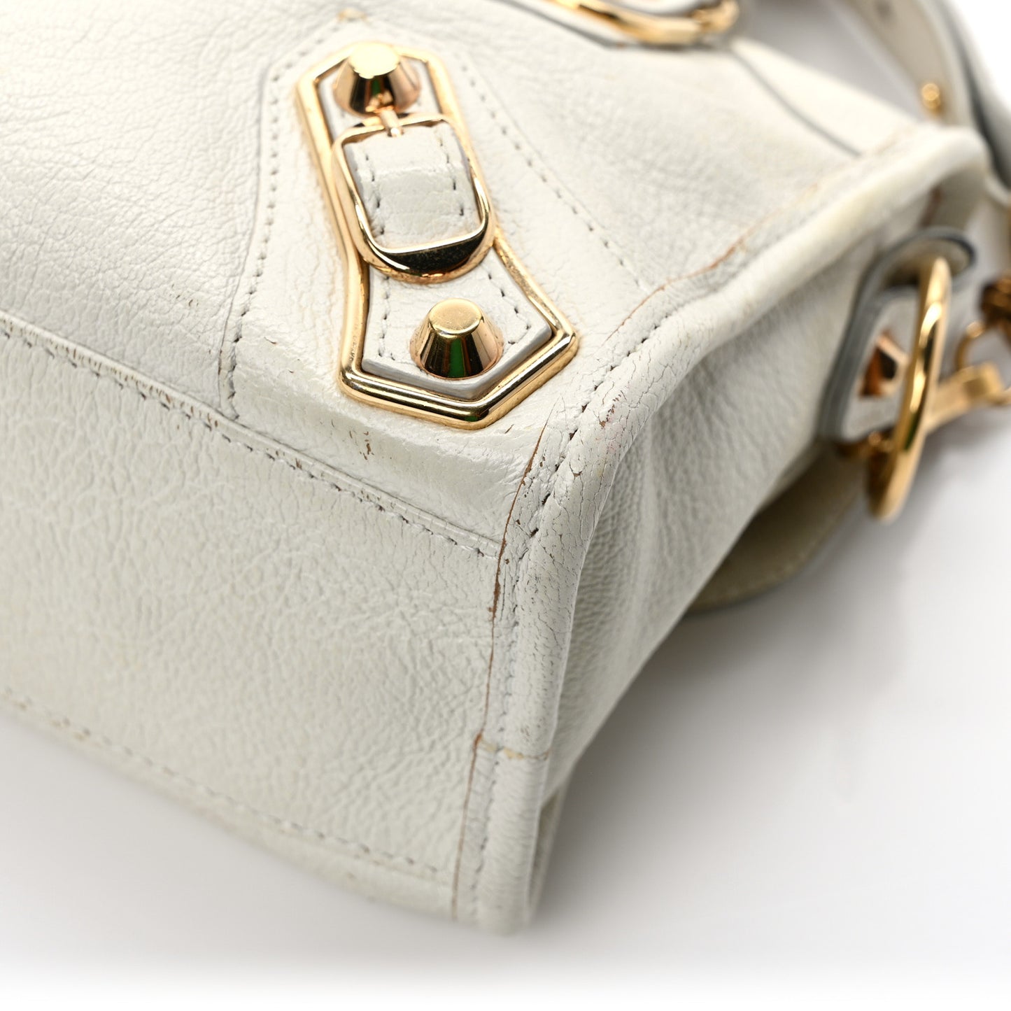 Chevre Gold Metallic Edge Hardware Mini City White
