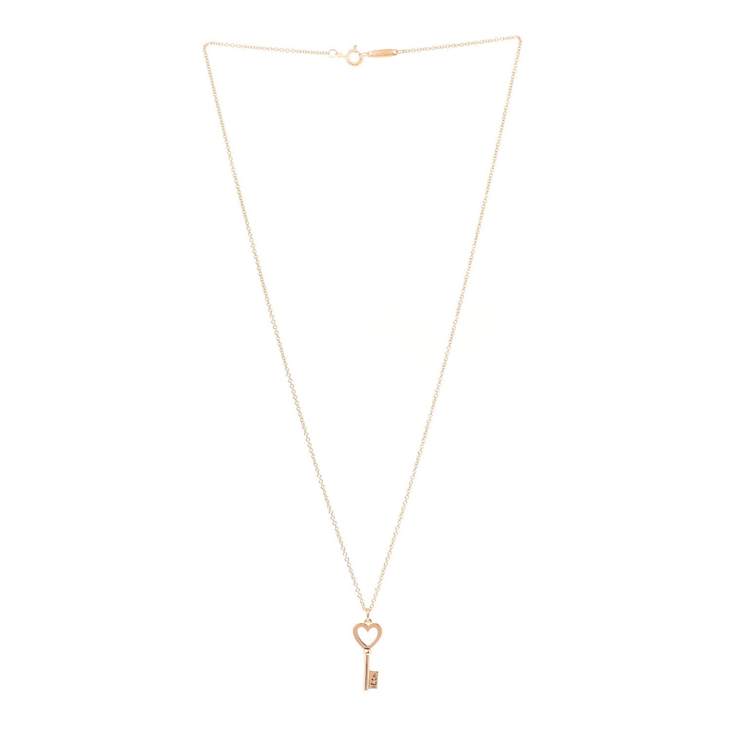18K Rose Gold Mini Heart Key Pendant Necklace