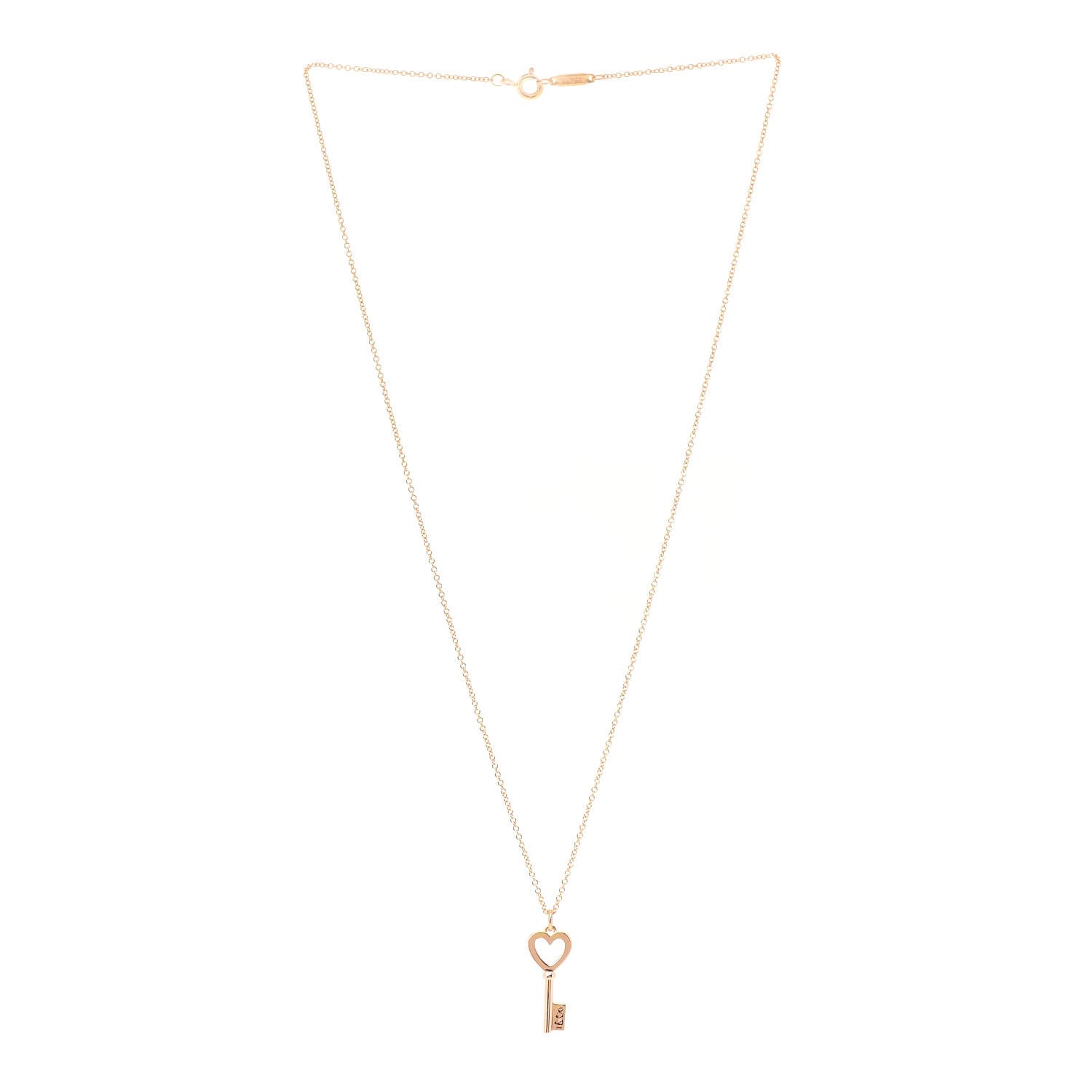Tiffany 18K Rose Gold Mini Heart Key Pendant Necklace 3 of 6
