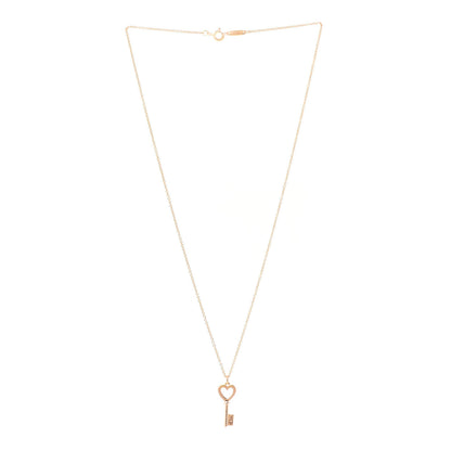 Tiffany 18K Rose Gold Mini Heart Key Pendant Necklace 3 of 6