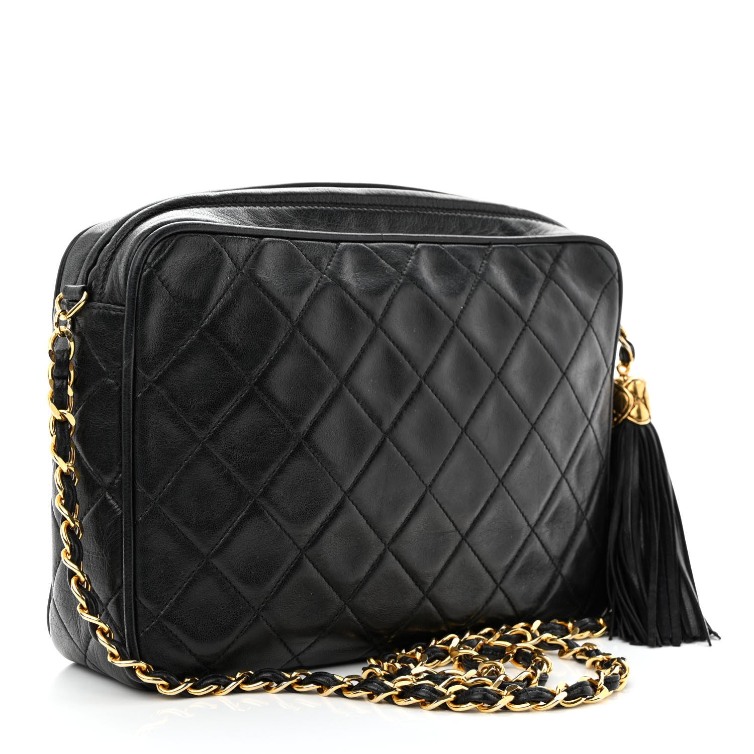 Chanel Lambskin Quilted Tassel Camera Case Black 3 of 11