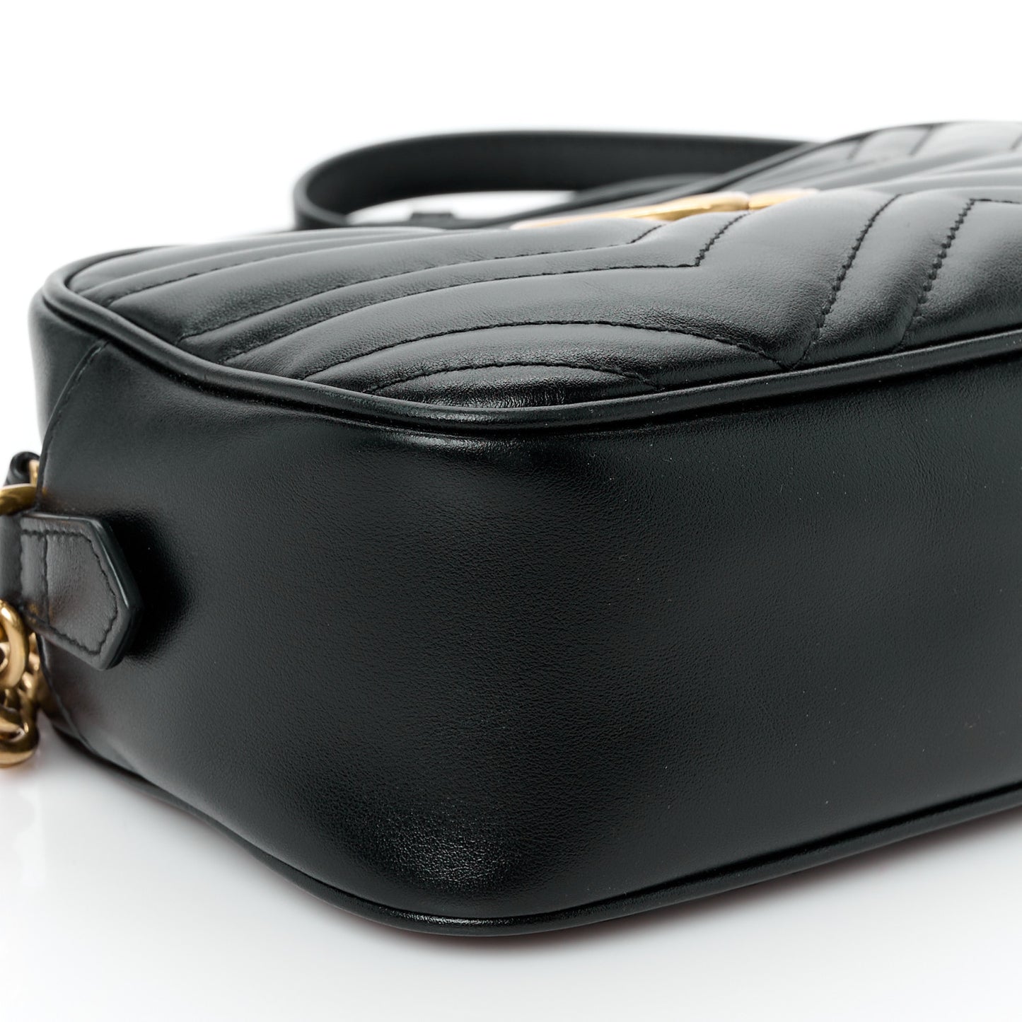 Calfskin Matelasse Small GG Marmont Chain Shoulder Bag Black