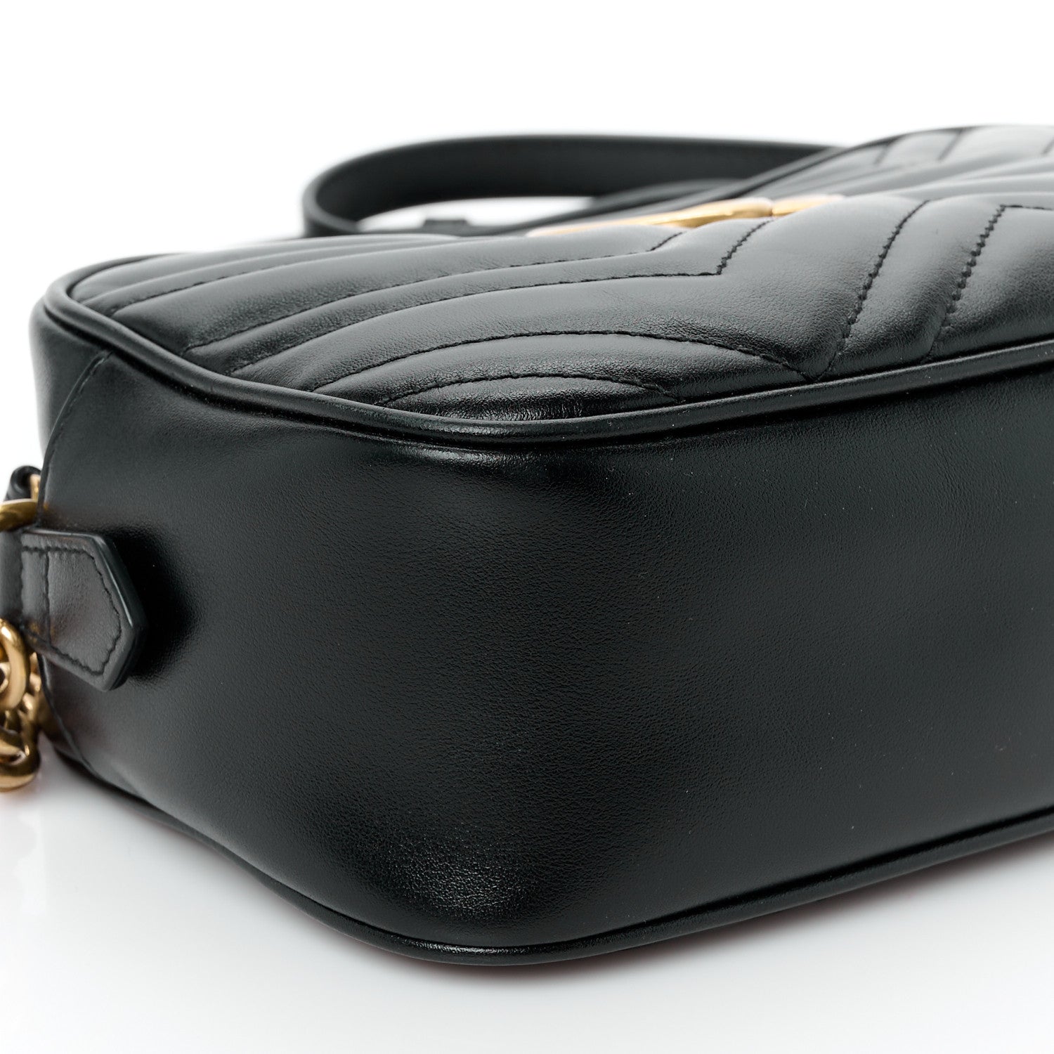 Gucci Calfskin Matelasse Small GG Marmont Chain Shoulder Bag Black 10 of 11