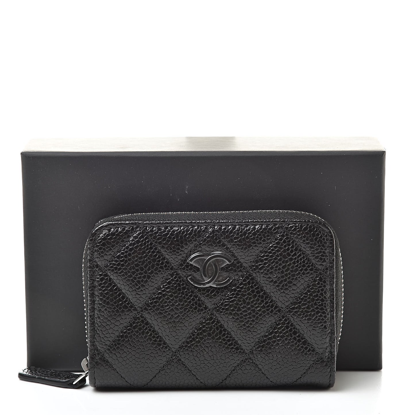 Caviar Quilted Incognito Zip Coin Purse Black