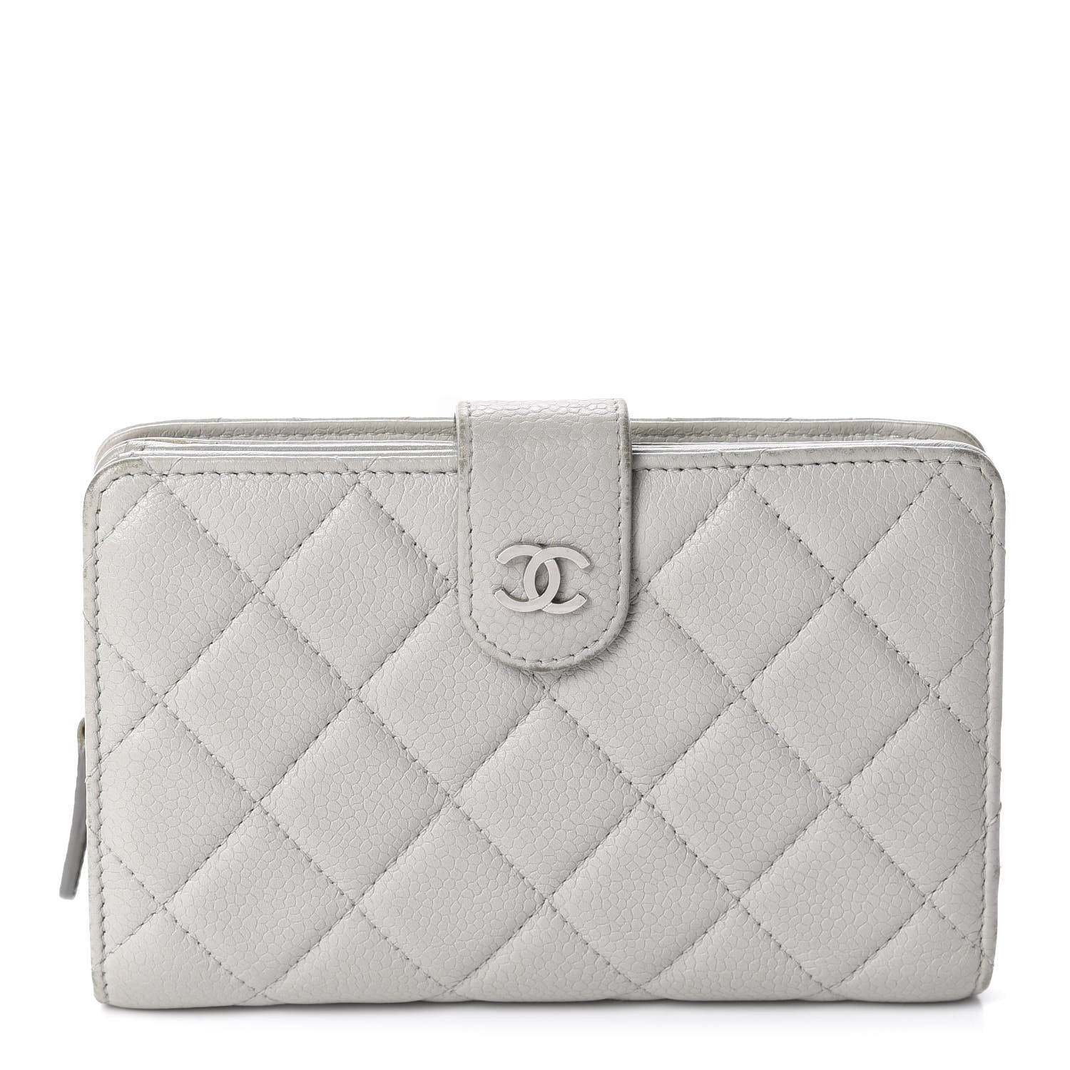 Chanel Caviar Quilted CC French Wallet Light Gray 1 of 15