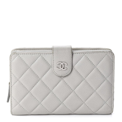 Chanel Caviar Quilted CC French Wallet Light Gray 1 of 15
