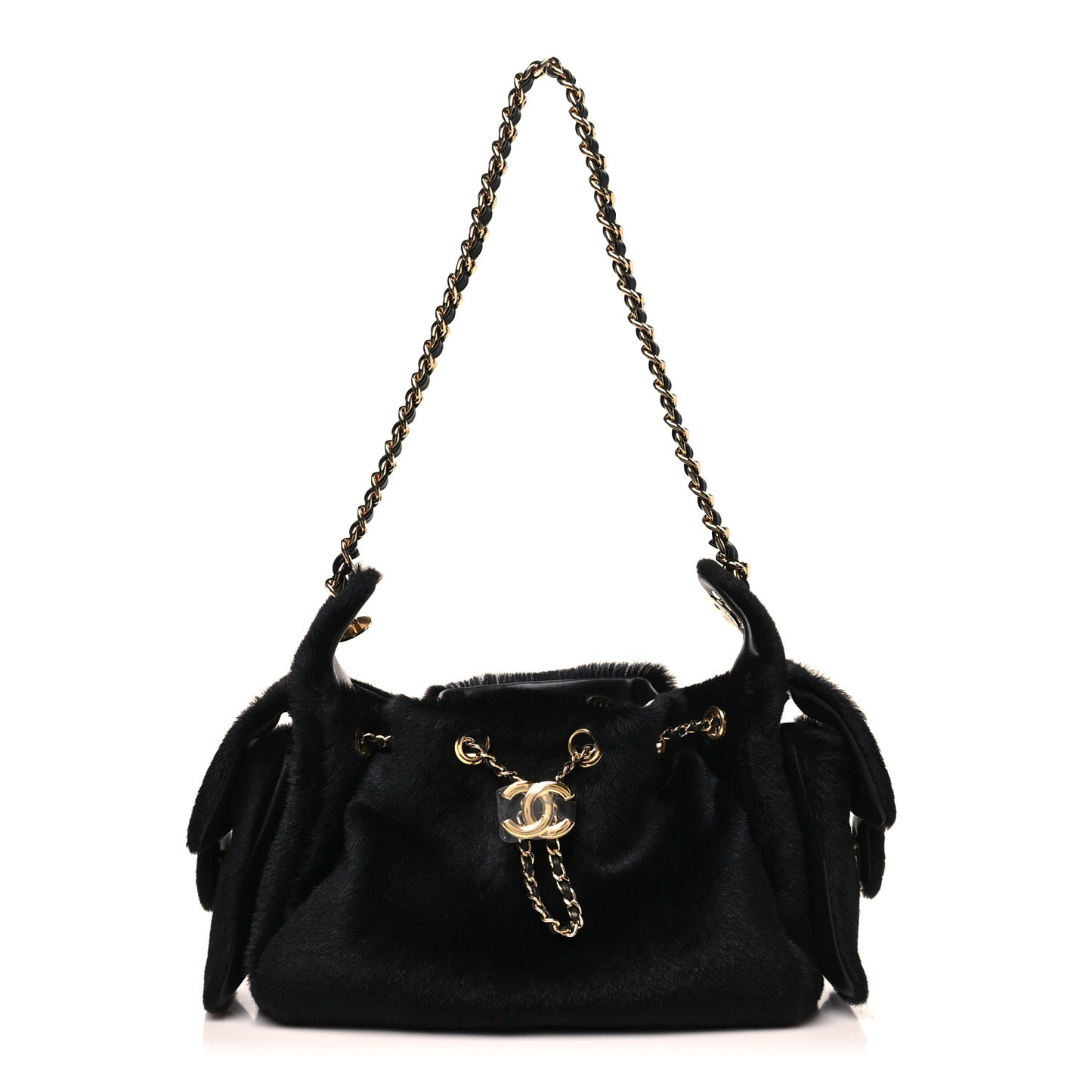 Pony Hair Mini Chanel 25 Handbag Black