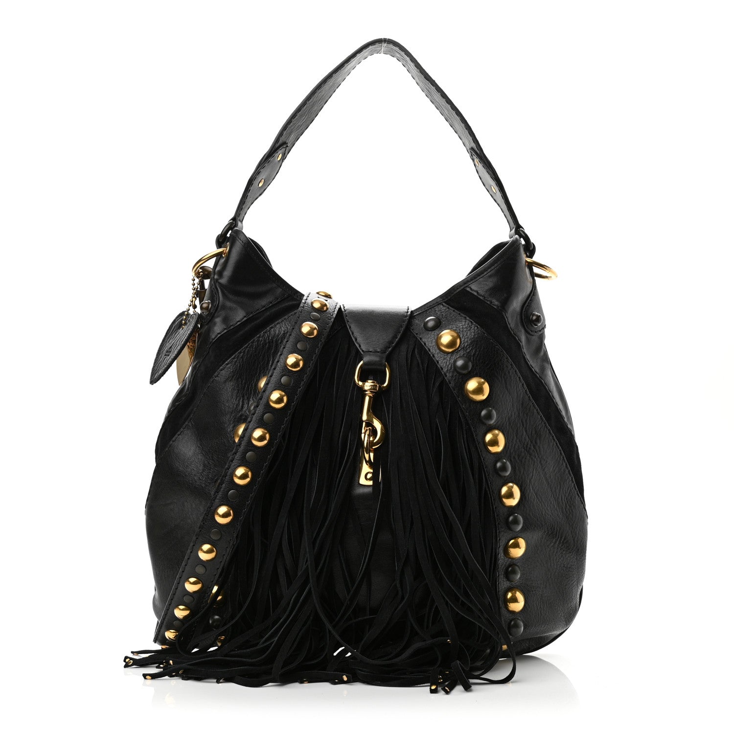 Gucci Calfskin Suede Fringe Babouska Hobo Black 1 of 10
