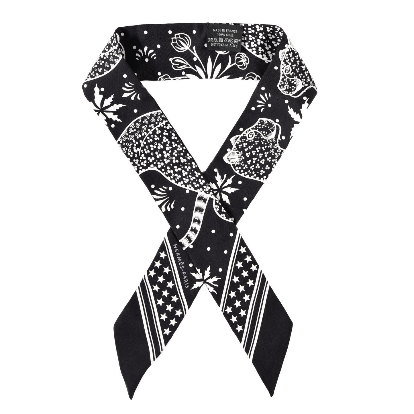 Silk Les Leopards Twilly Black White
