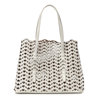 Alaia Calfskin Laser Cut Mina 32 Bag Blanc Optique 4 of 10