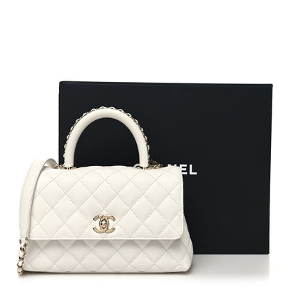 Chanel Caviar Quilted Mini Coco Chain Handle Flap White 12 of 12