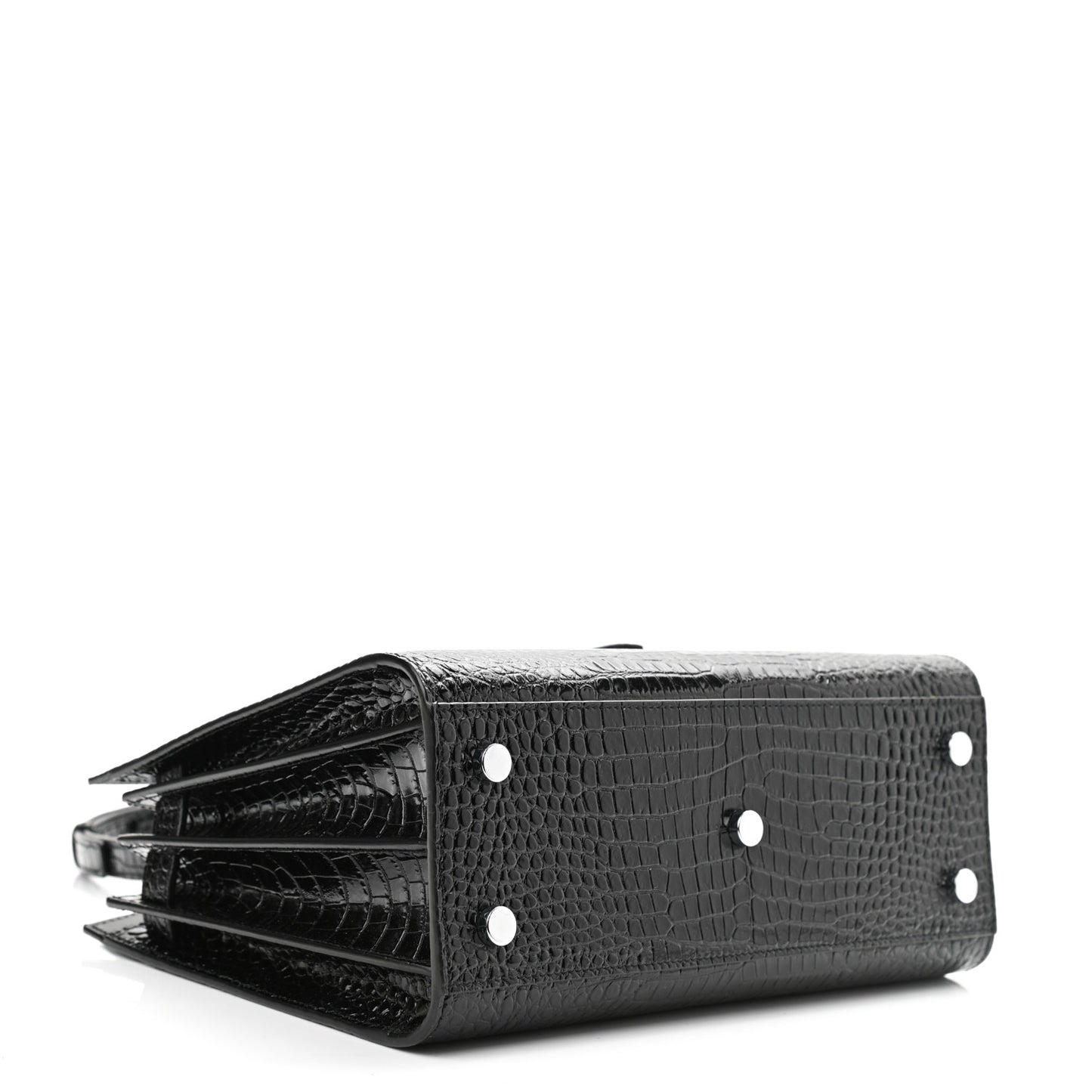 Calfskin Crocodile Embossed Baby Sac De Jour Black