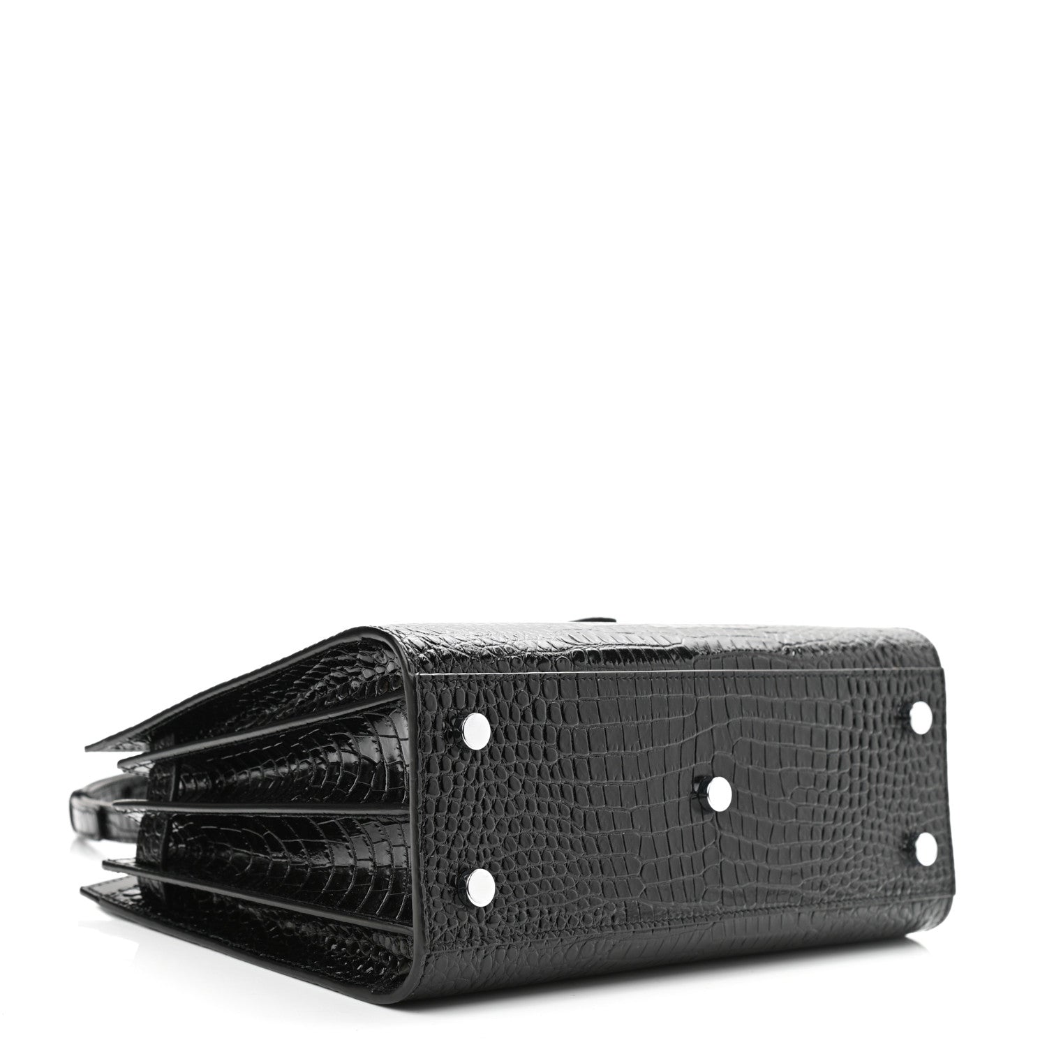 Saint Laurent Calfskin Crocodile Embossed Baby Sac De Jour Black 4 of 10