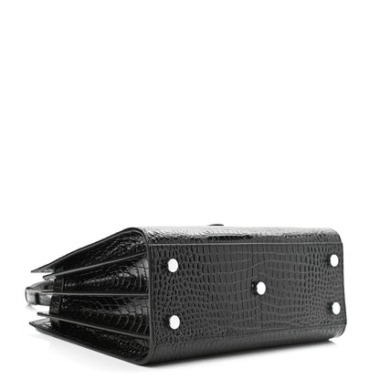 Saint Laurent Calfskin Crocodile Embossed Baby Sac De Jour Black 4 of 10