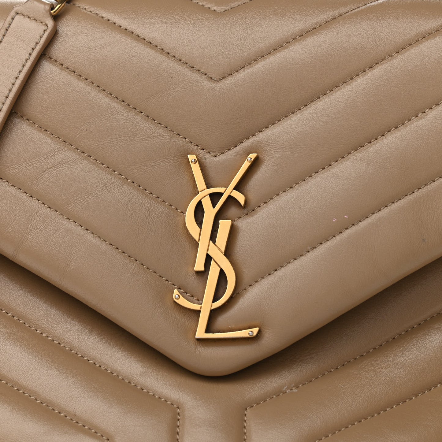 Calfskin Y Quilted Monogram Medium Loulou Chain Satchel Dark Latte