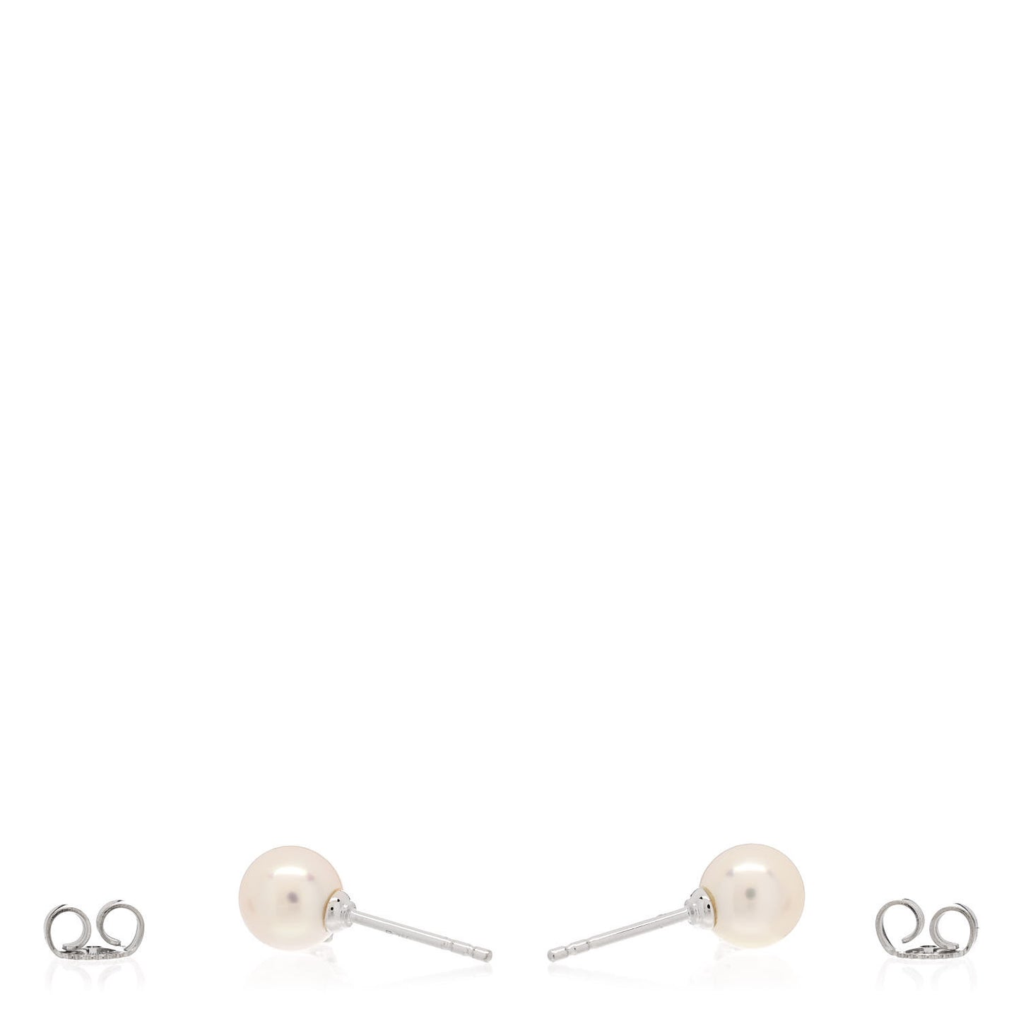 18K White Gold Diamond Akoya Pearl 7-7.5mm Stud Earrings
