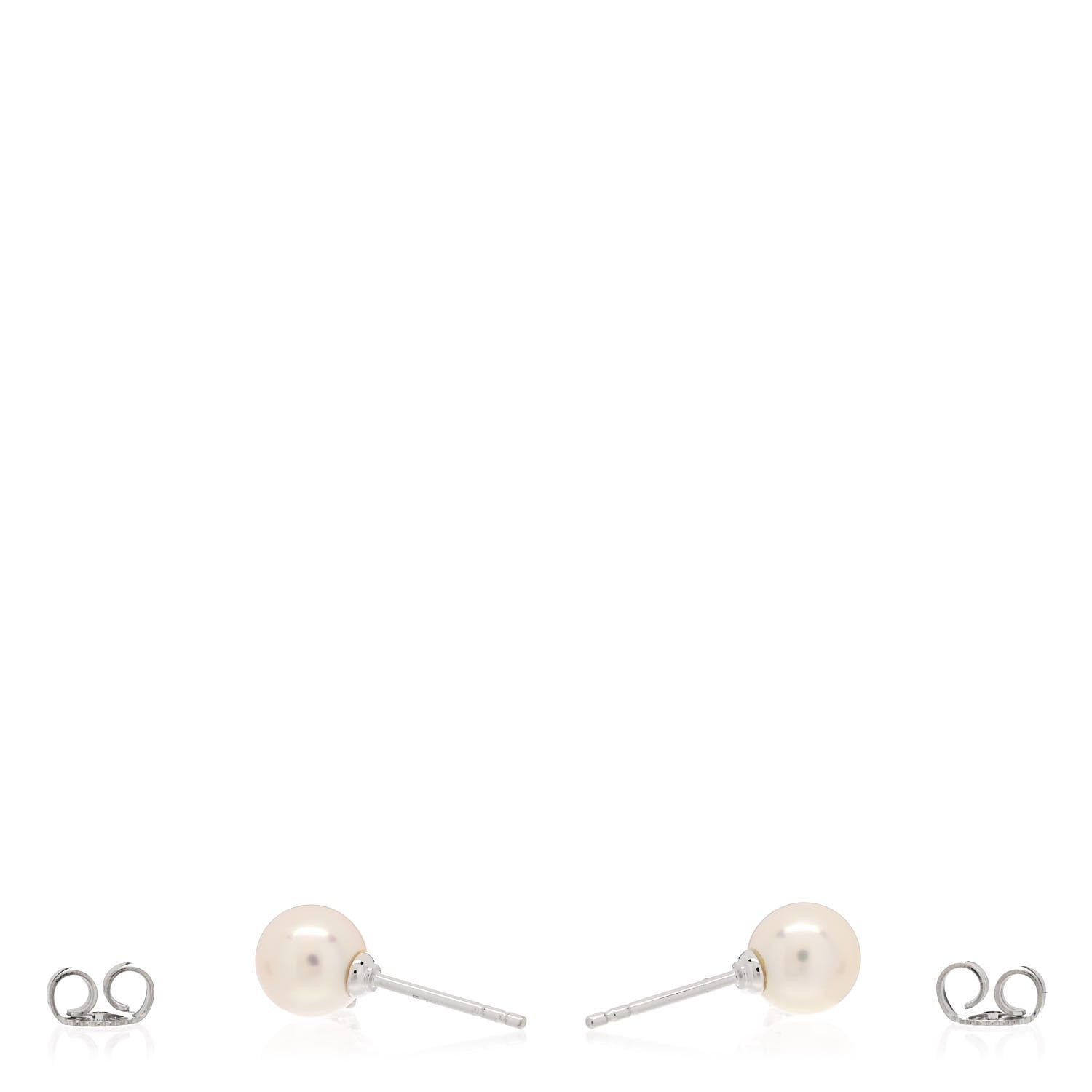 Mikimoto 18K White Gold Diamond Akoya Pearl 7-7.5mm Stud Earrings 3 of 5