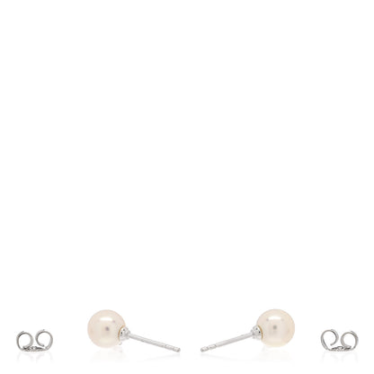 Mikimoto 18K White Gold Diamond Akoya Pearl 7-7.5mm Stud Earrings 3 of 5