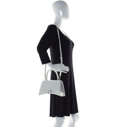 Balenciaga Shiny Box Calfskin Tonal B Small Hourglass Top Handle Bag White 3 of 12