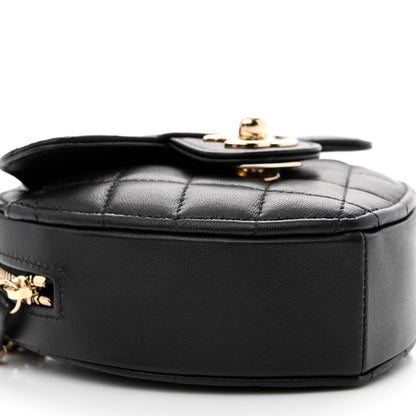 Chanel Lambskin Quilted CC In Love Heart Clutch With Chain Black 8 of 9