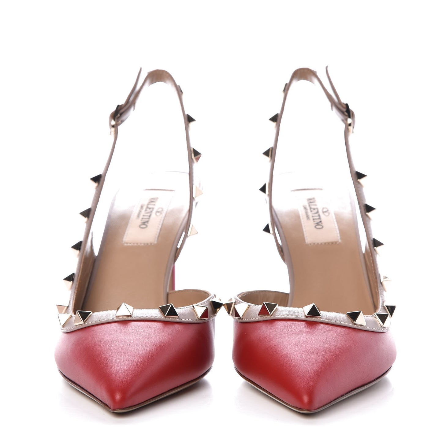 Nappa Rockstud Half D'Orsay Slingback 85mm Pumps 37.5 Rosso Valentino Poudre