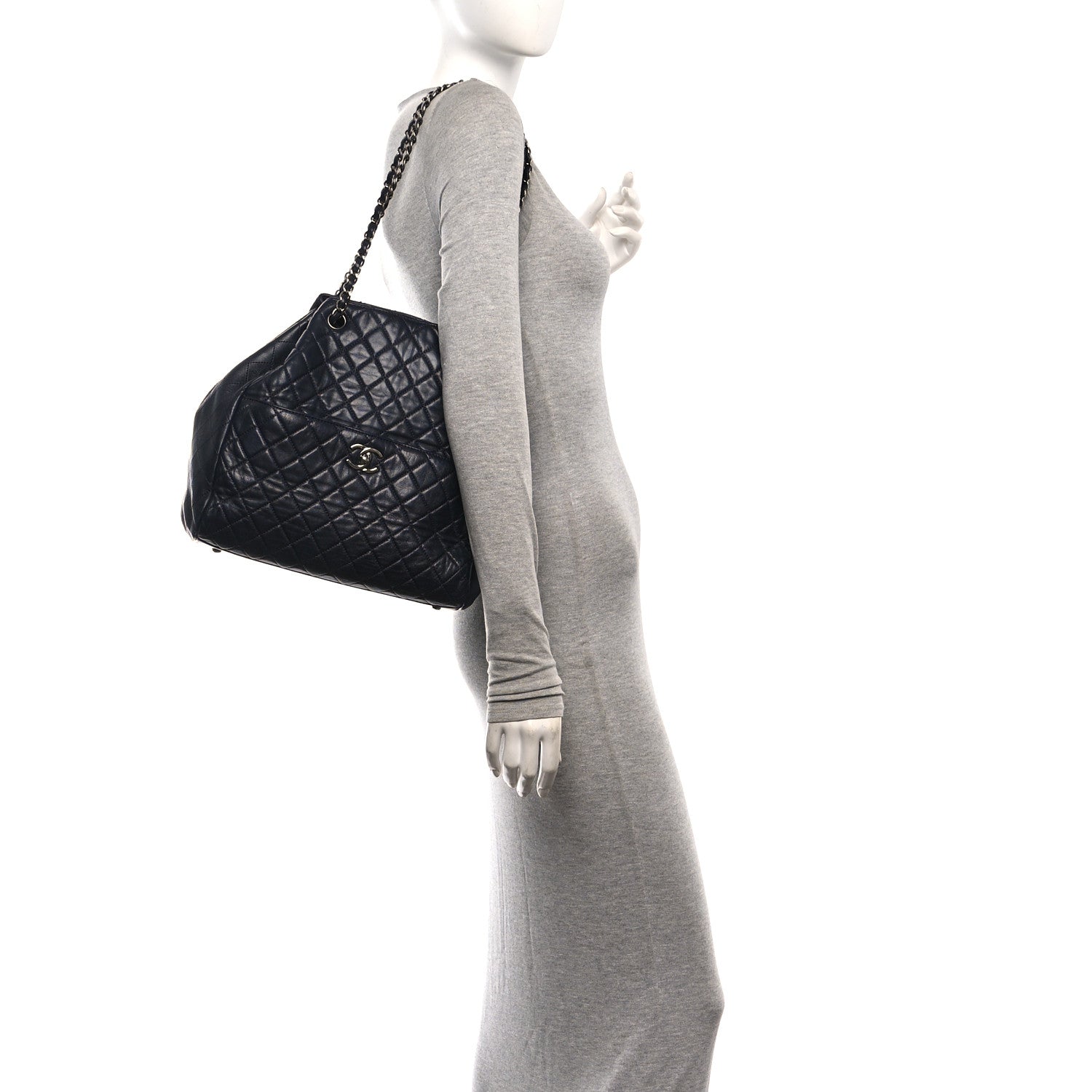Chanel Lambskin Quilted Large Drawstring Shoulder Bag Dark Purple 2 of 10