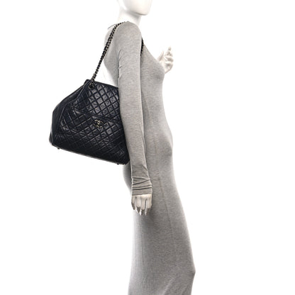 Chanel Lambskin Quilted Large Drawstring Shoulder Bag Dark Purple 2 of 10