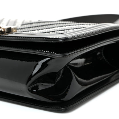 Chanel Patent Glitter PVC Chevron Quilted Medium Boy Flap Black Silver 9 of 9