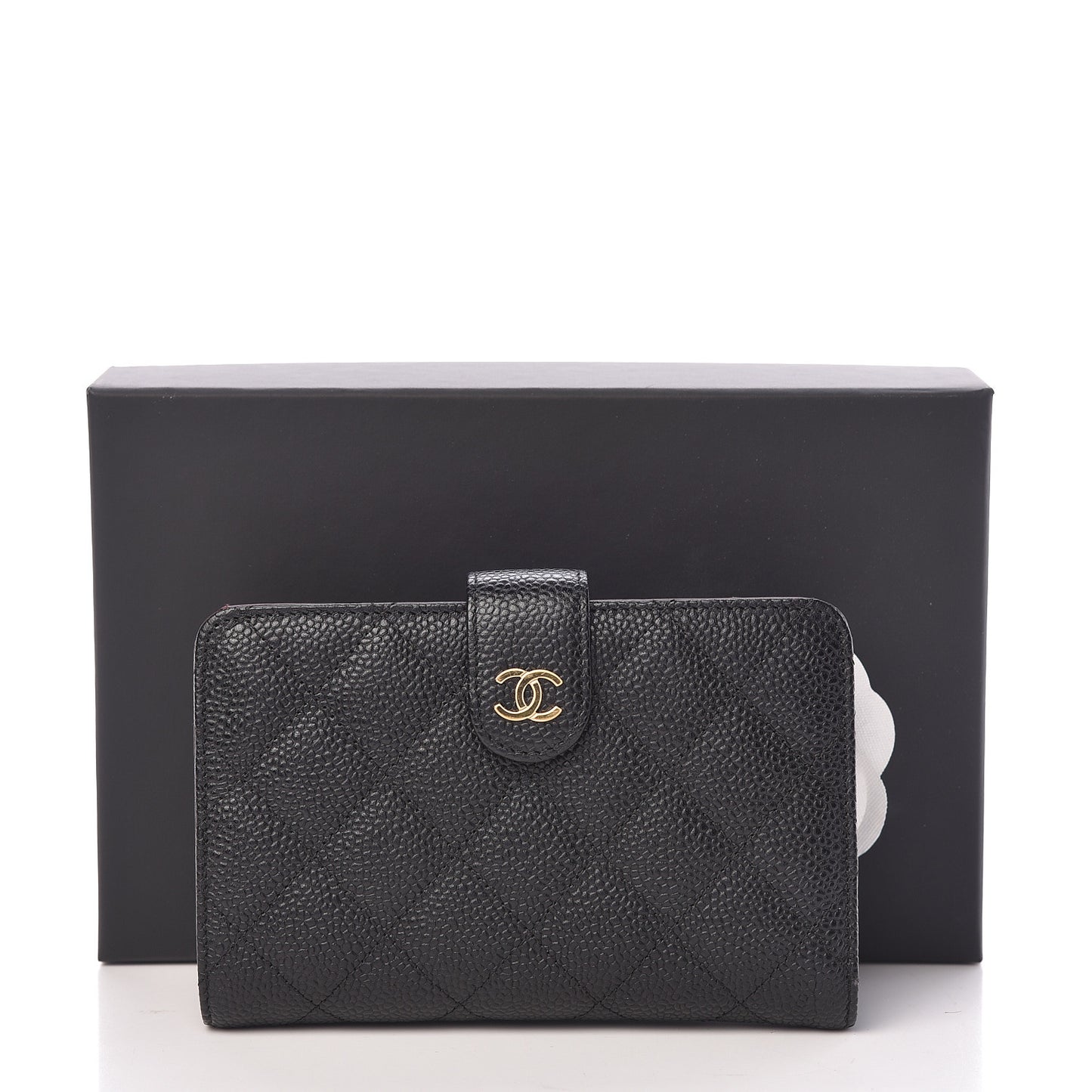 Caviar Quilted Zipped Pocket Wallet Black