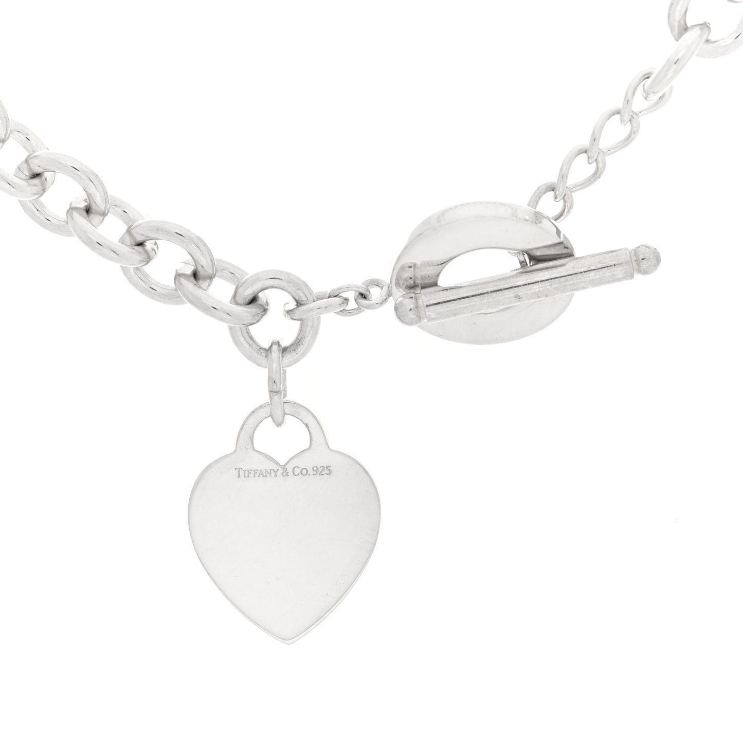 Sterling Silver Heart Tag Toggle Necklace