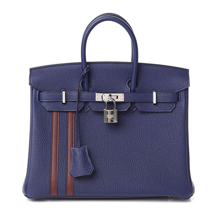 Hermes Togo Swift Officier Birkin 25 Bleu Encre Bordeaux 1 of 11