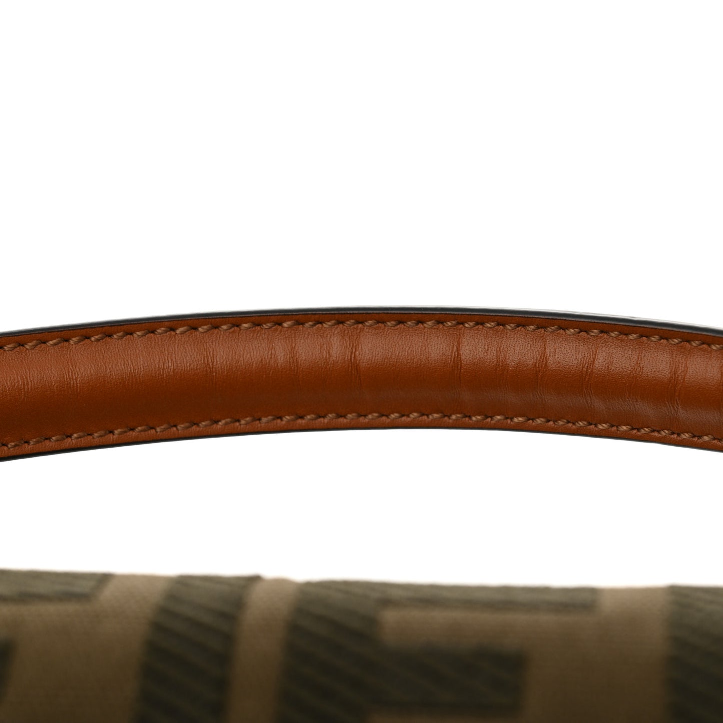Canvas Vitello King FF Embroidered Baguette Amazzonia Cuoio