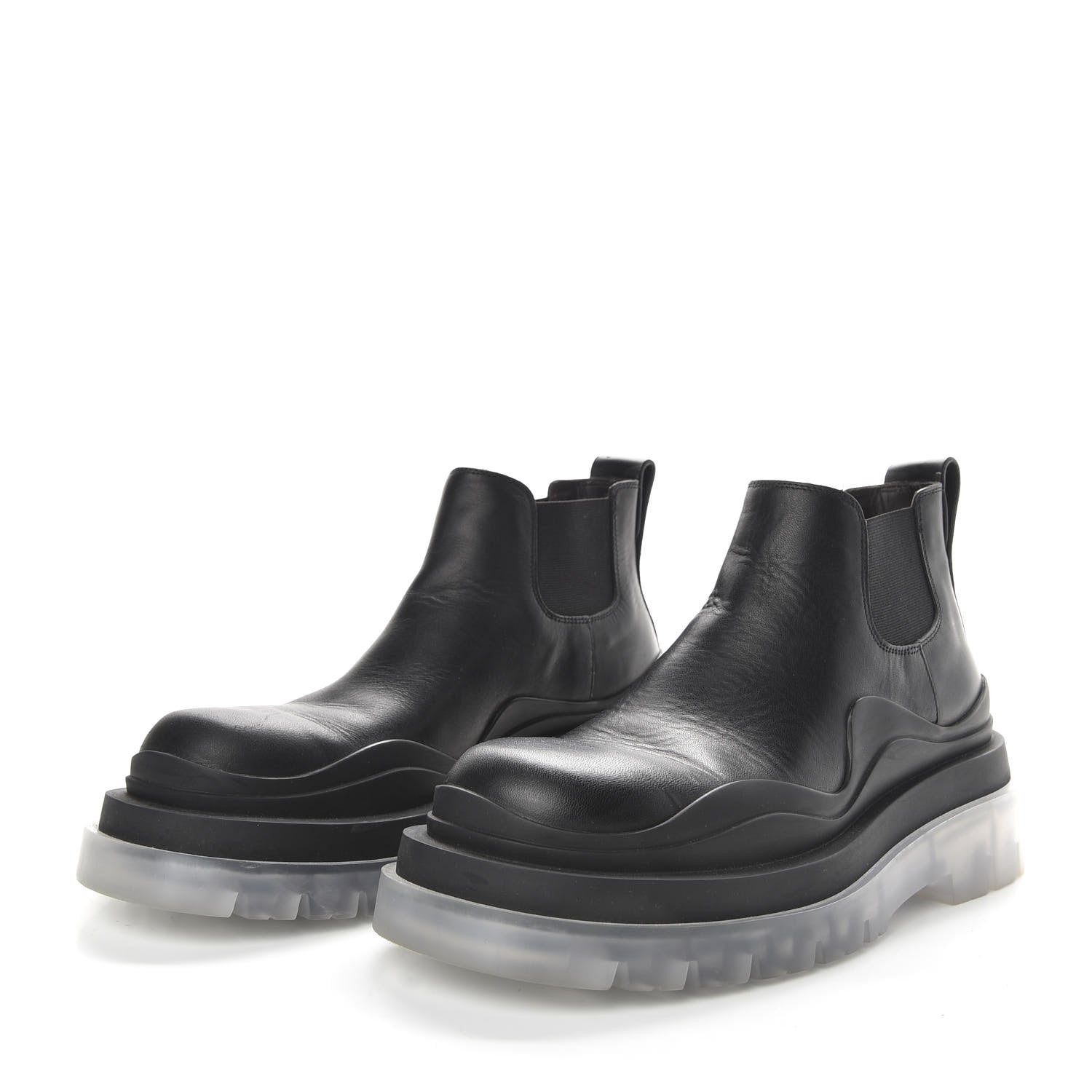 Bottega Veneta Calfskin The Tire Cropped Chelsea Short Boots 36 Black Transparent 3 of 9
