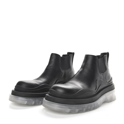 Bottega Veneta Calfskin The Tire Cropped Chelsea Short Boots 36 Black Transparent 3 of 9