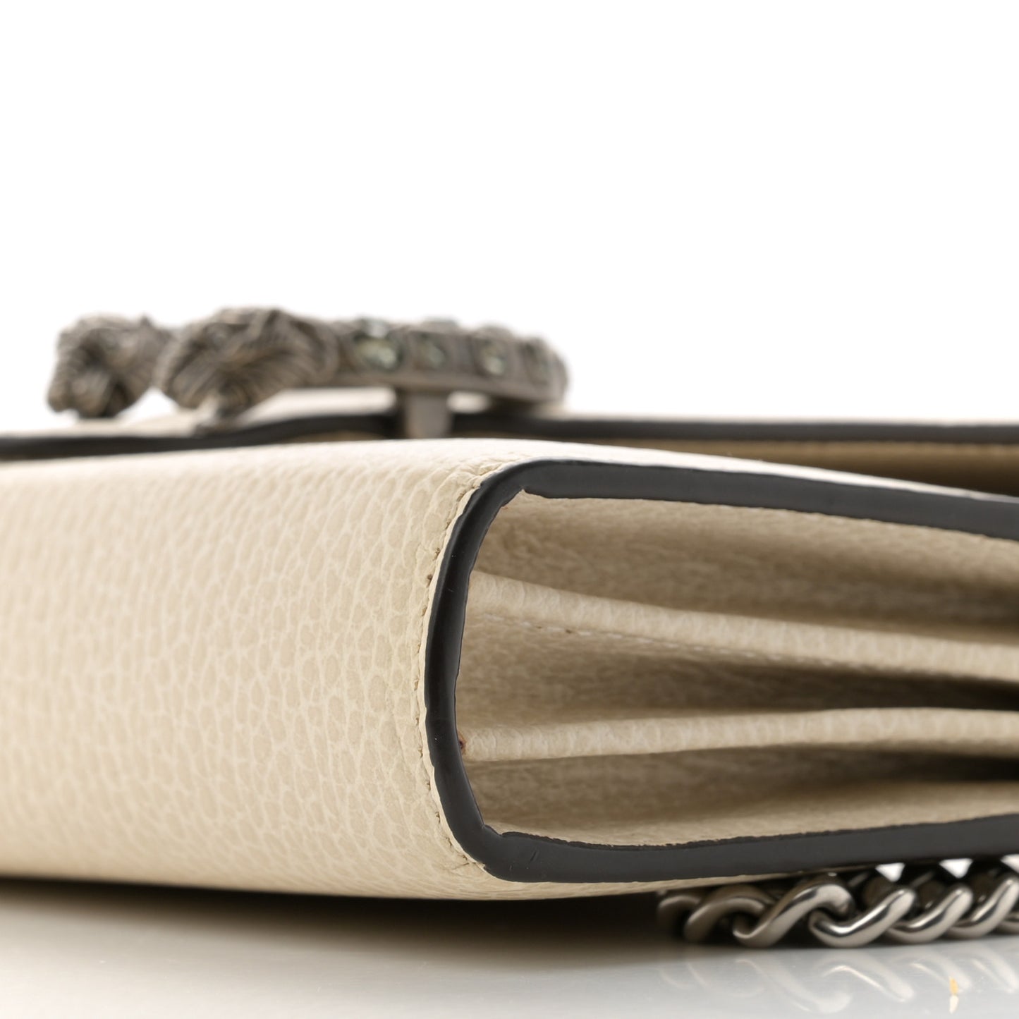 Dollar Calfskin Mini Dionysus Chain Wallet Mystic White