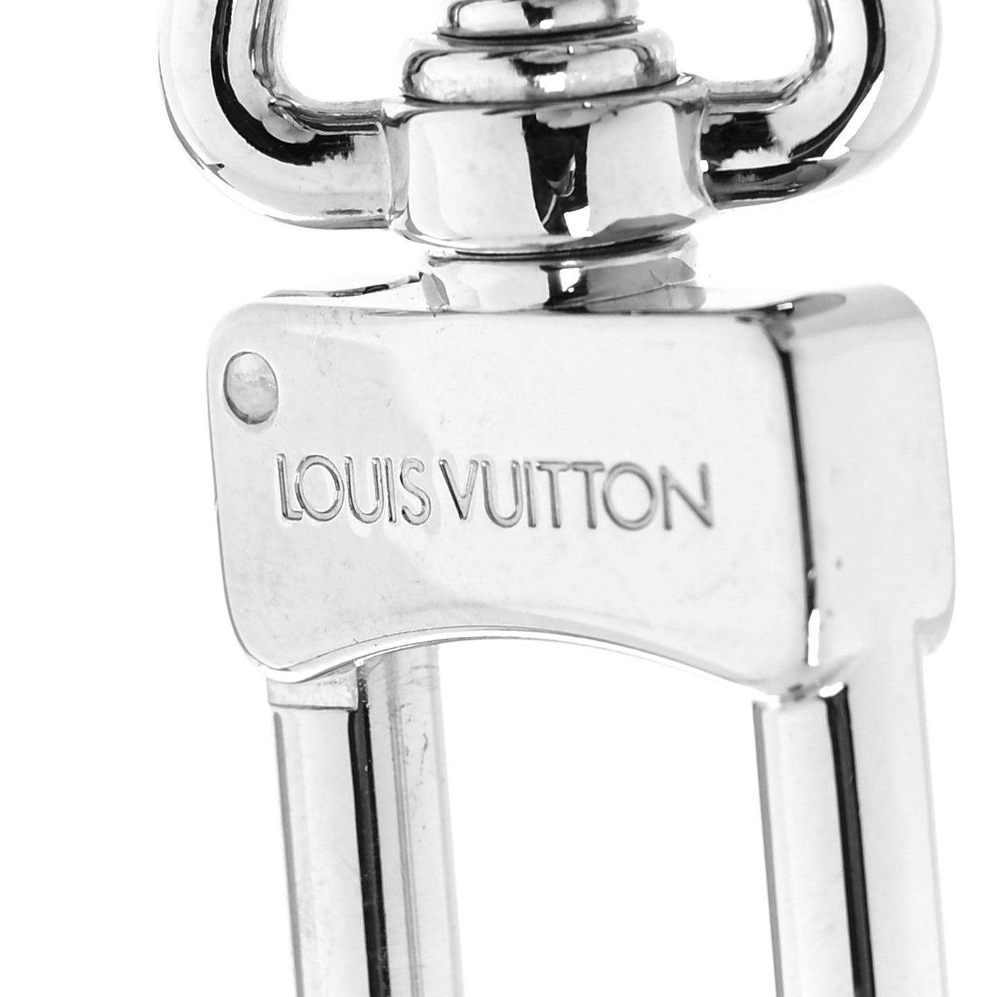 Metal Calfskin LV Cut Circle Bag Charm Key Holder Silver