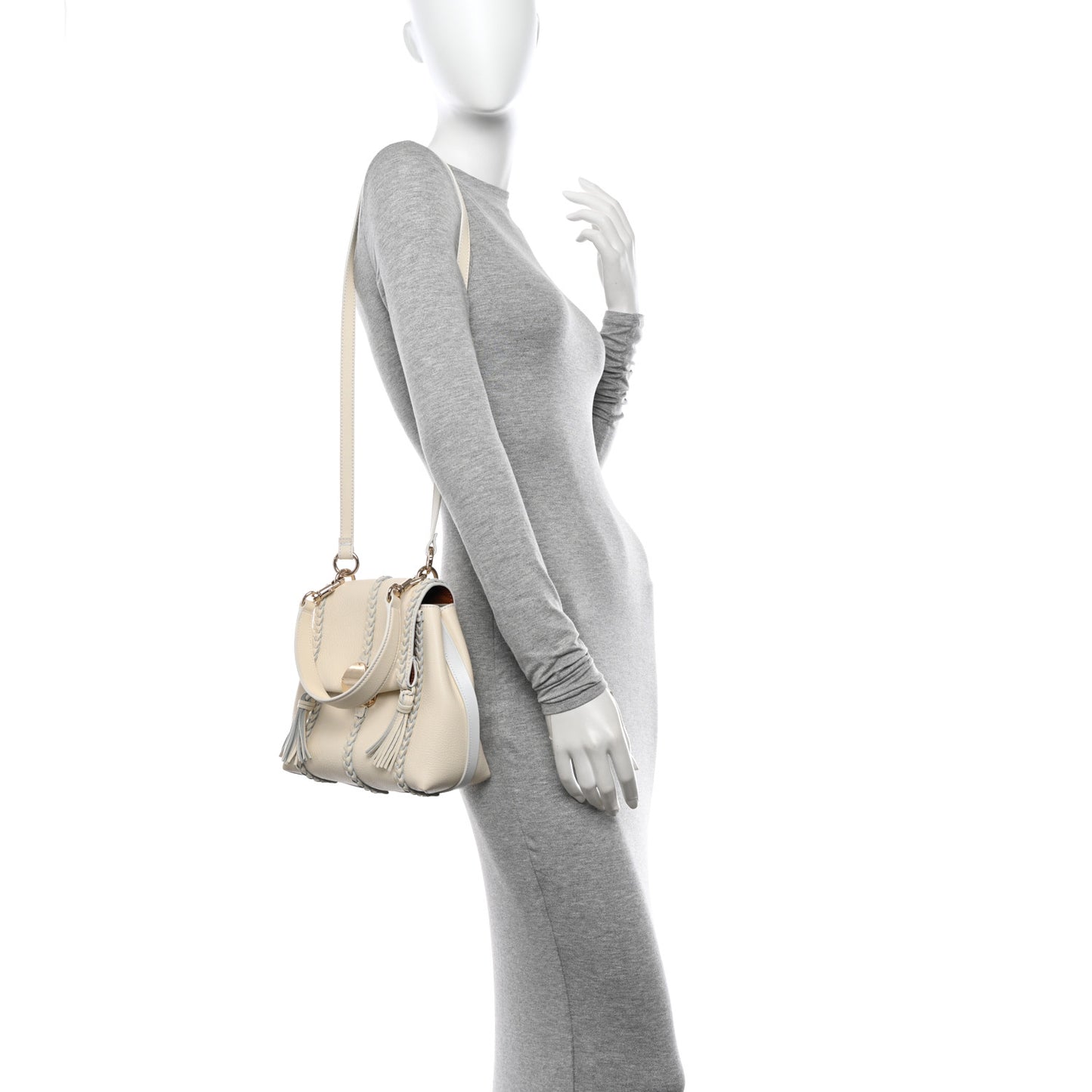 Grained Calfskin Small Penelope Soft Shoulder Bag White