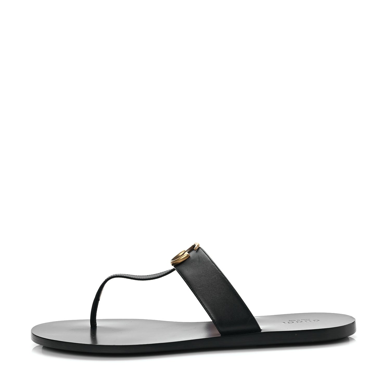 Calfskin GG Marmont Thong Sandals 41.5 Black