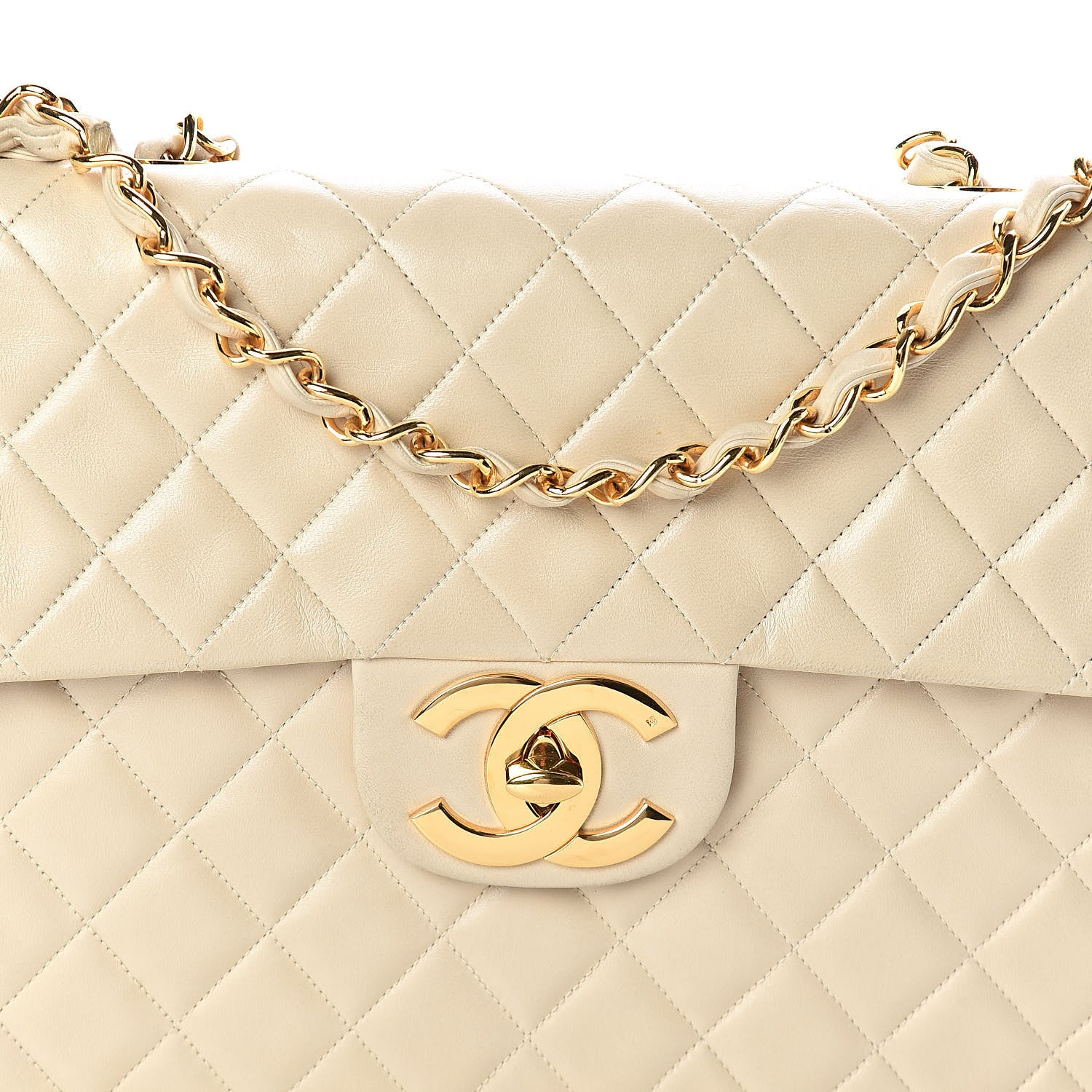 Chanel Lambskin Quilted XL Jumbo Single Flap Light Beige 10 of 16