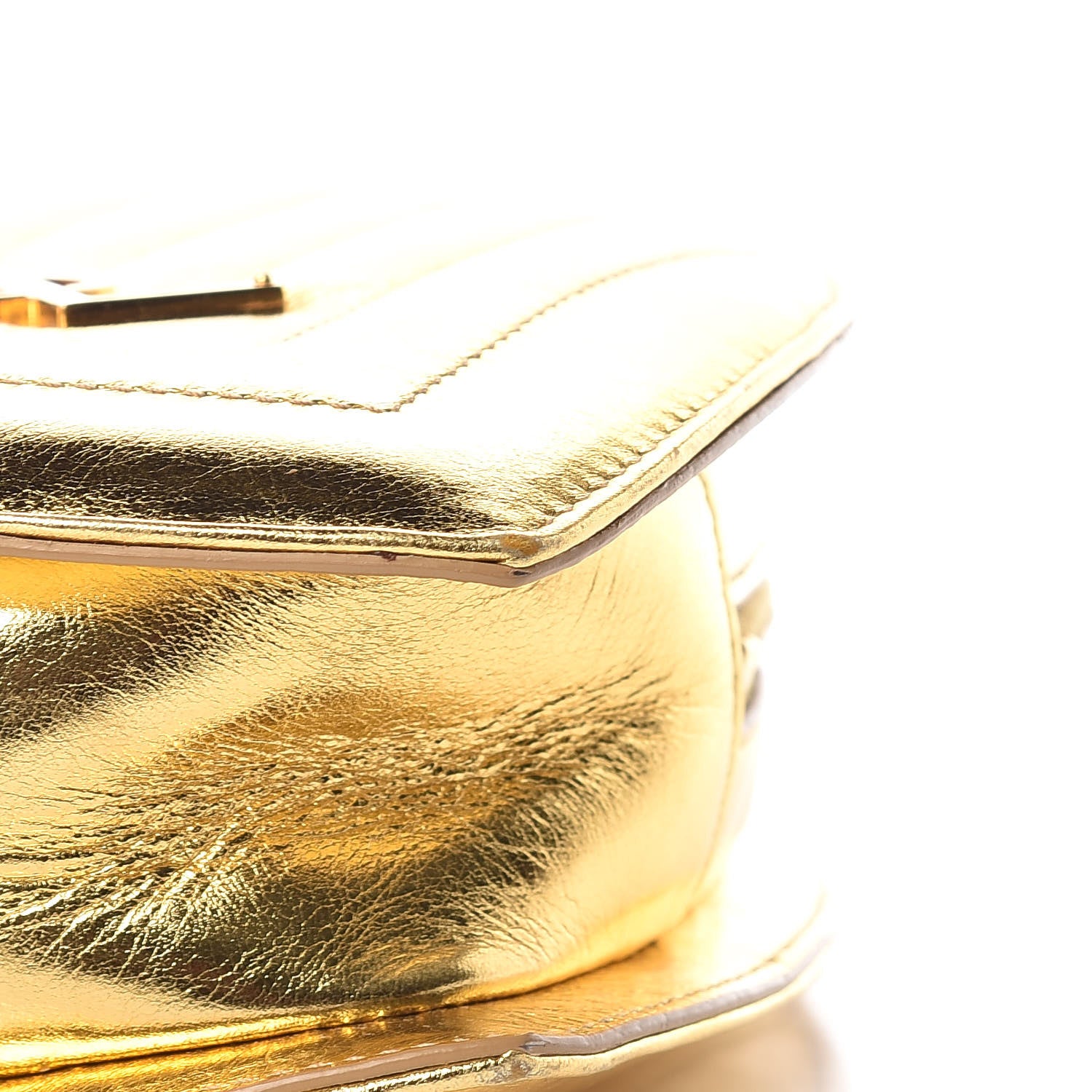 Saint Laurent Metallic Calfskin Matelasse Chevron Monogram Small Love Heart Chain Bag Gold 8 of 14