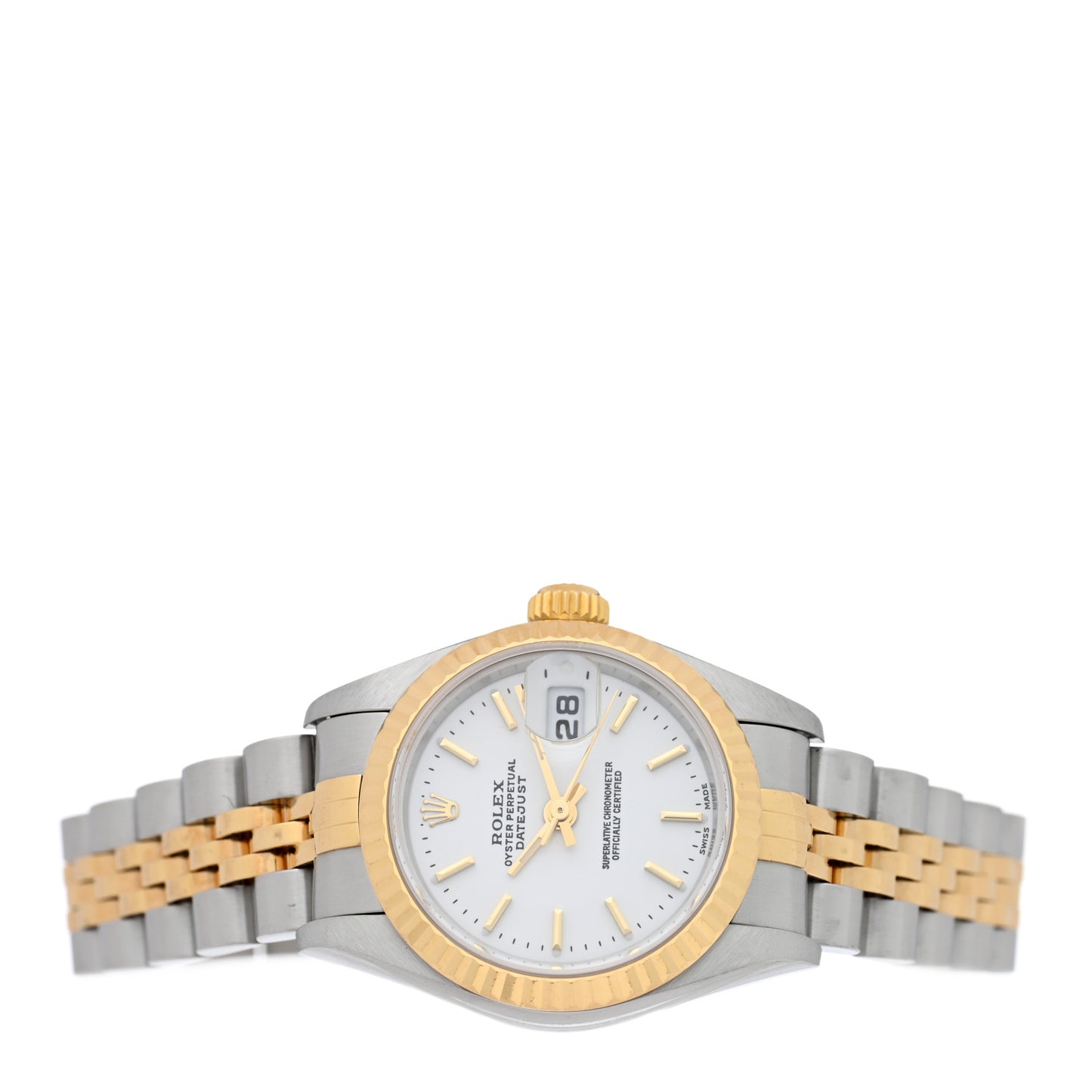 Stainless Steel 18K Yellow Gold 26mm Oyster Perpetual Datejust Watch White 79173