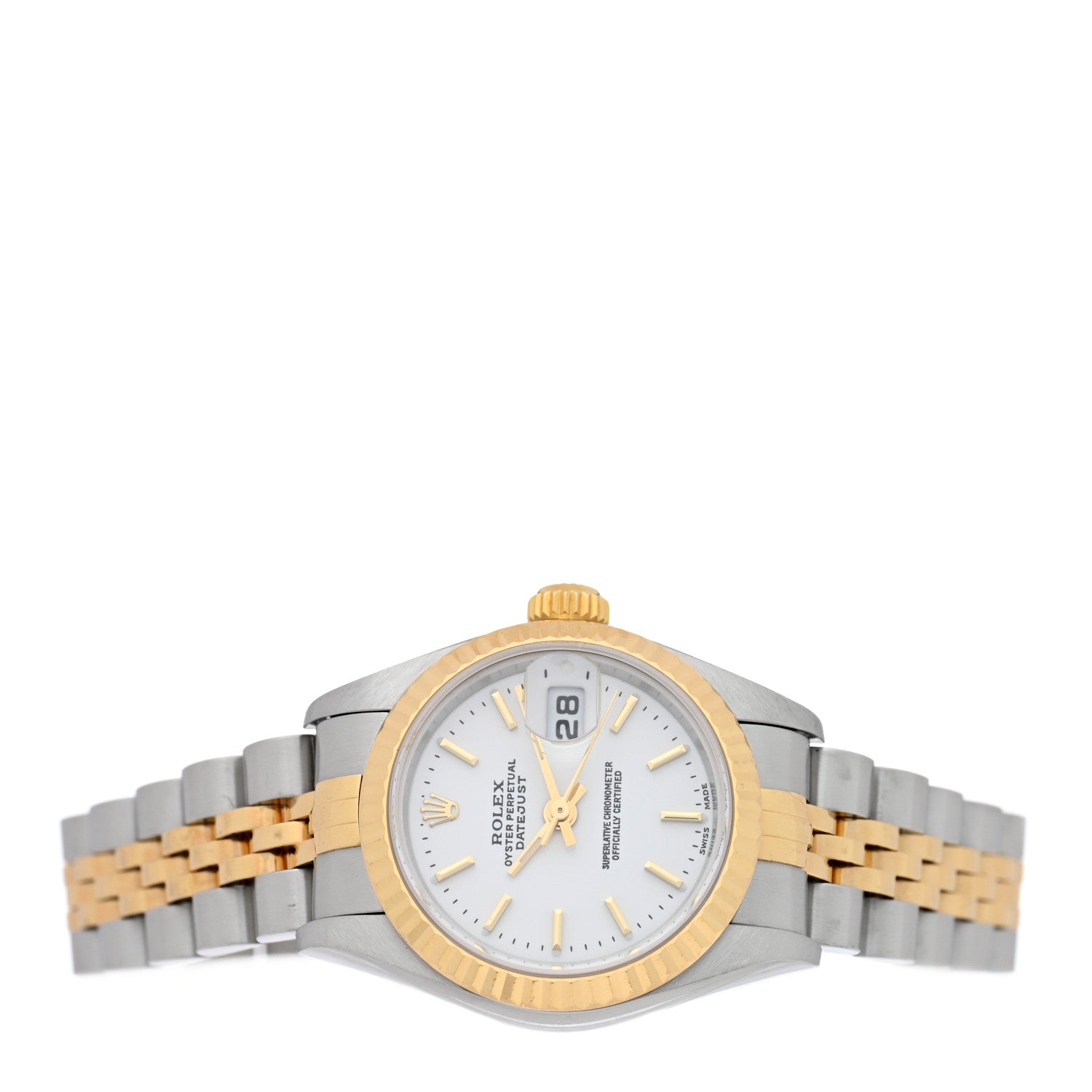 Rolex Stainless Steel 18K Yellow Gold 26mm Oyster Perpetual Datejust Watch White 79173 2 of 6