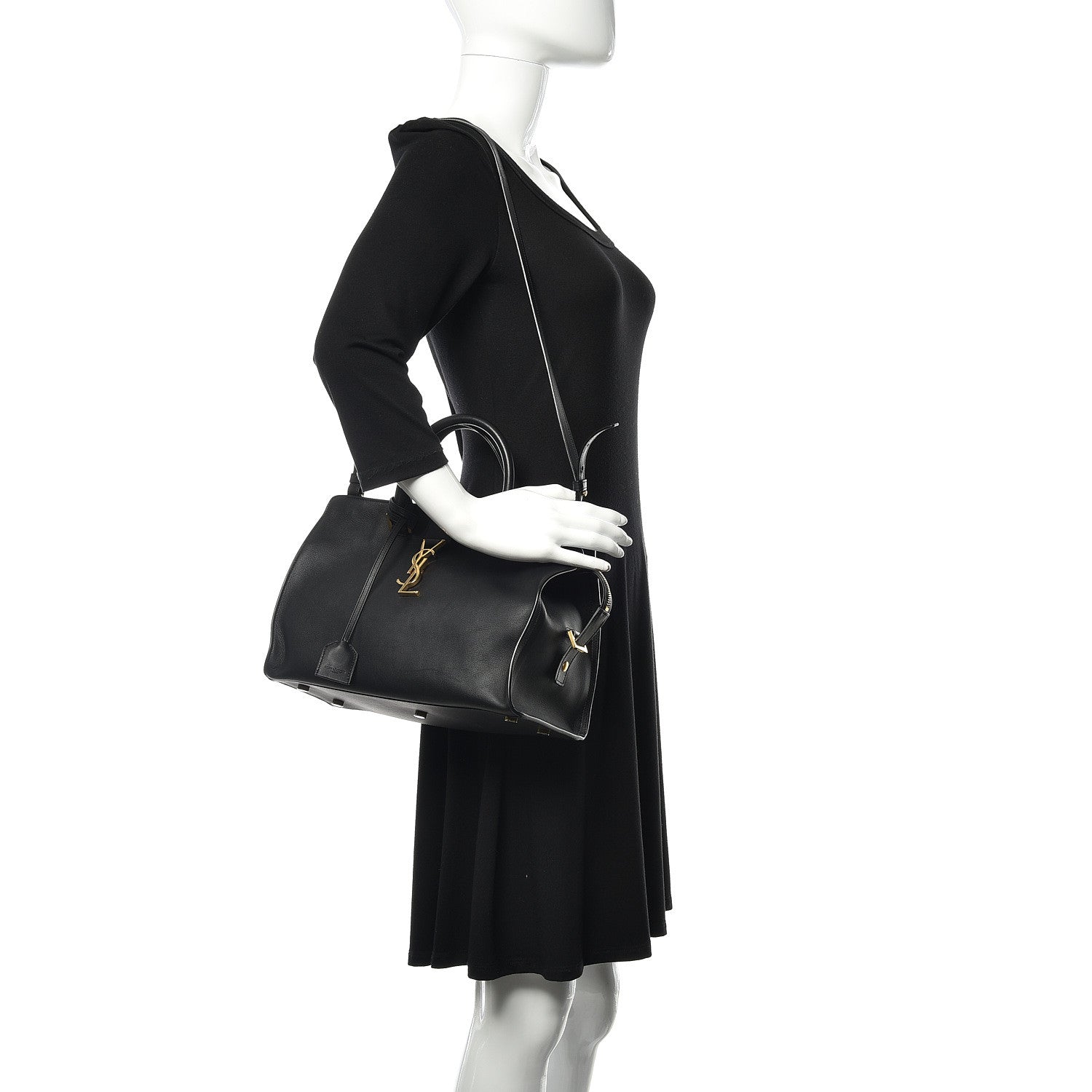 Saint Laurent Smooth Calfskin Small Monogram Cabas Black 2 of 10