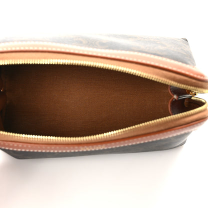 Celine Triomphe Canvas Calfskin Small Cosmetic Pouch Tan 5 of 9