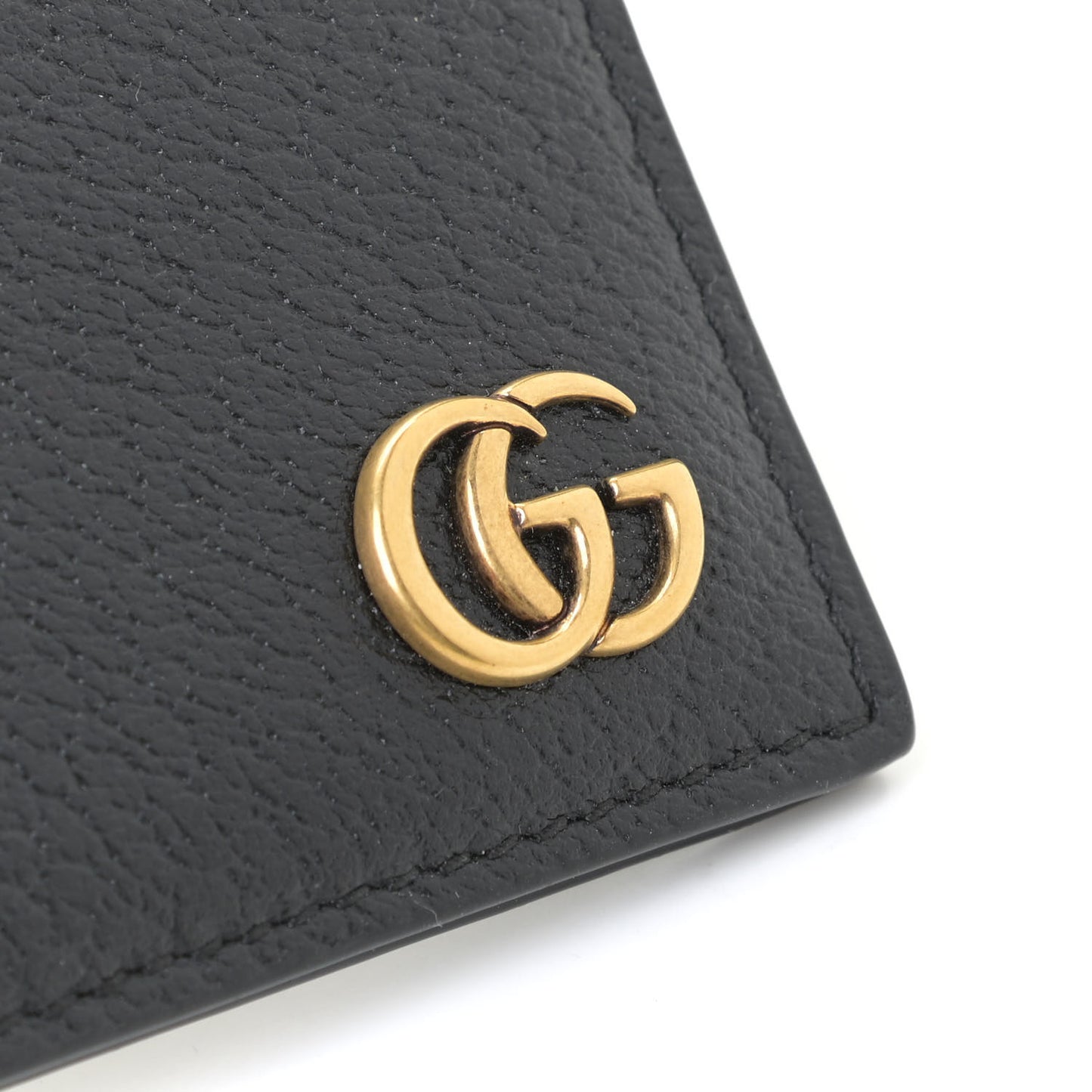 Calfskin Boar Effect GG Marmont Bi-Fold Wallet Black