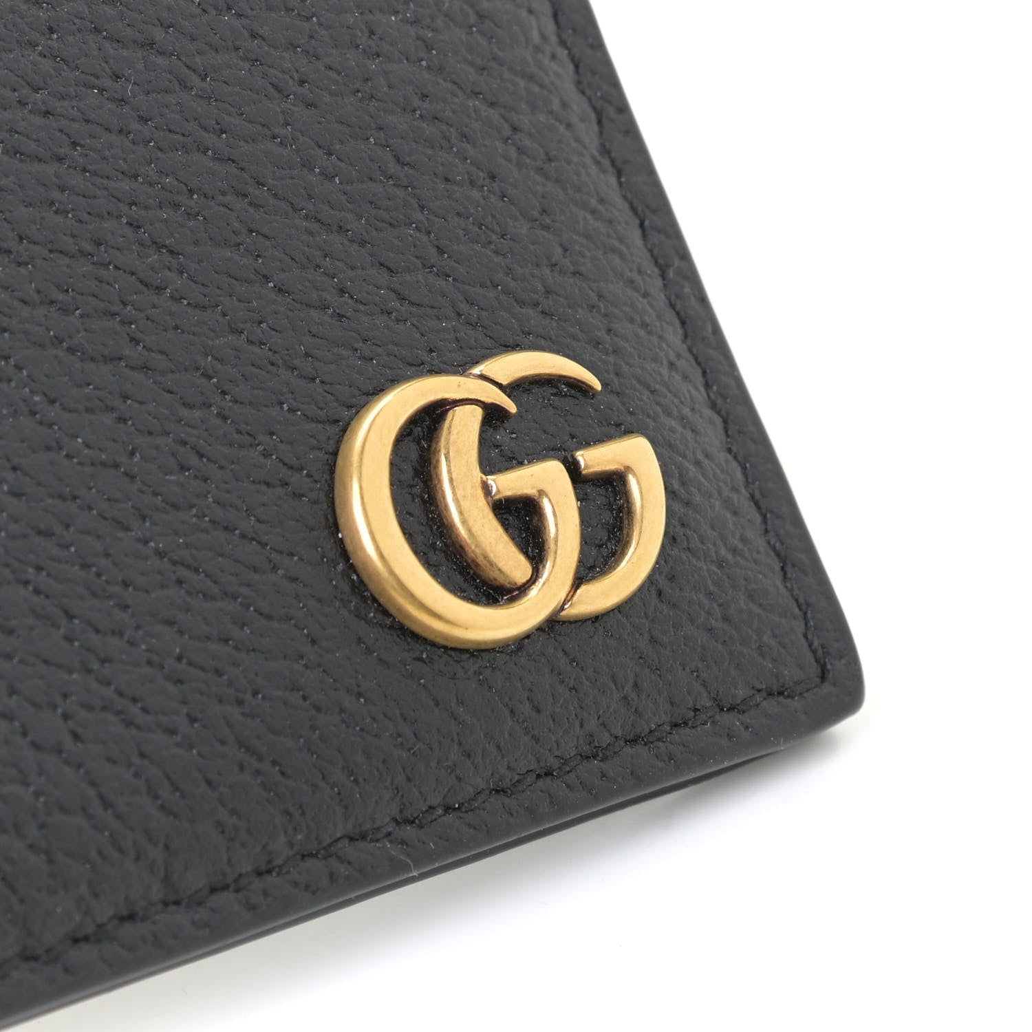 Gucci Calfskin Boar Effect GG Marmont Bi-Fold Wallet Black 9 of 10