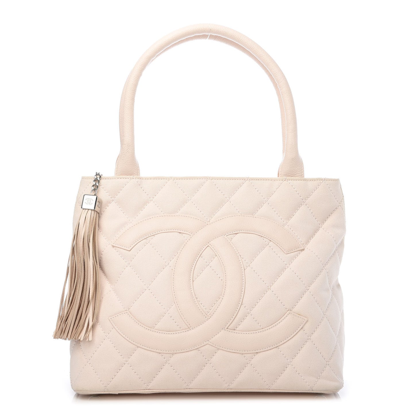 Canvas Quilted Medallion Tote Light Pink